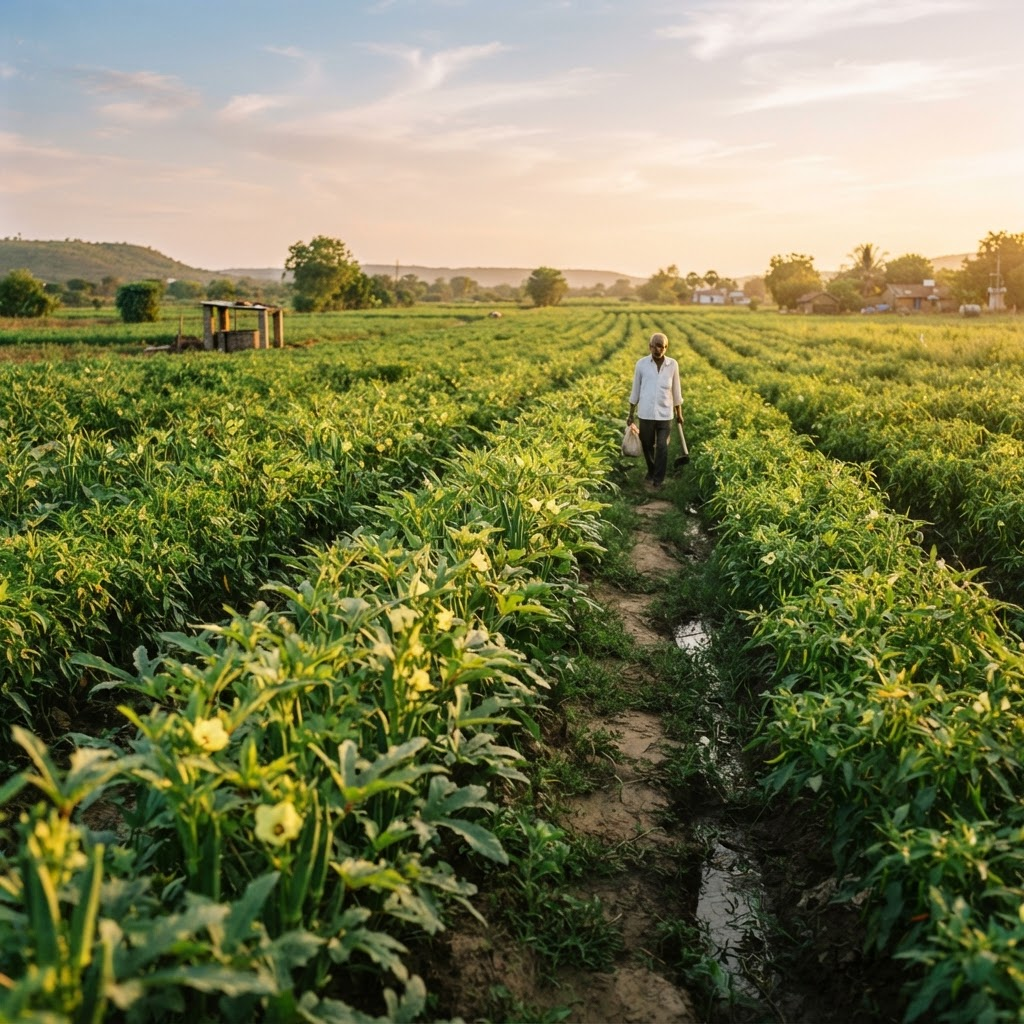 Lush green agricultural field